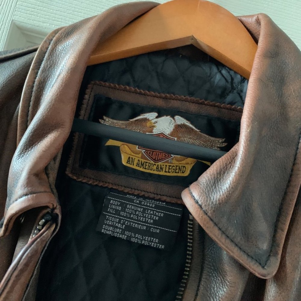 D-Pocket Harley Davidson Riding Jacket - Lrg Brown - Picture 3 of 10